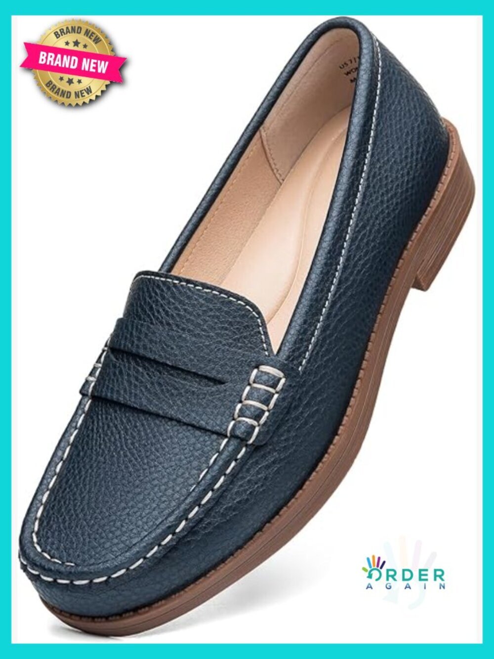 Women's Leather Penny Loafers Slip On Business Casual Dress Shoes Lightweight